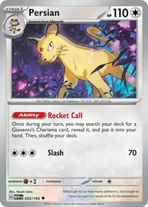 Persian #53 Pokemon Scarlet & Violet 151